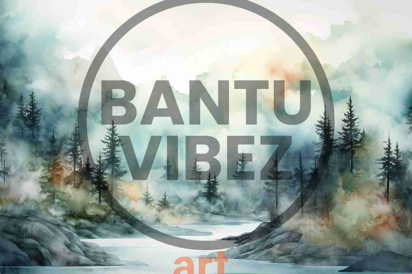 A Watercolor Style Artwork Landscape Painting Of A River