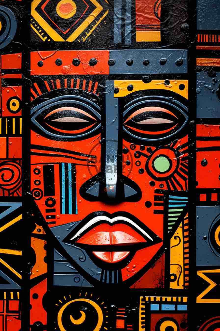 Abstract African Pop Art Tile