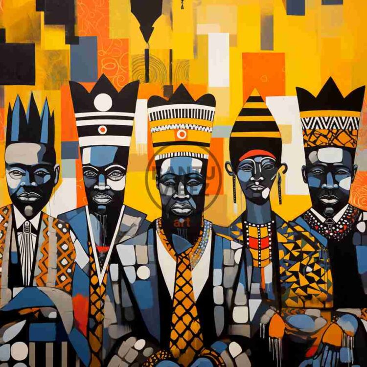 Abstract Pop Art Of African Kings Wearing Gold Chain