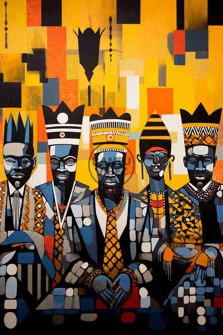 Abstract Pop Art Of African Kings Wearing Gold Chain