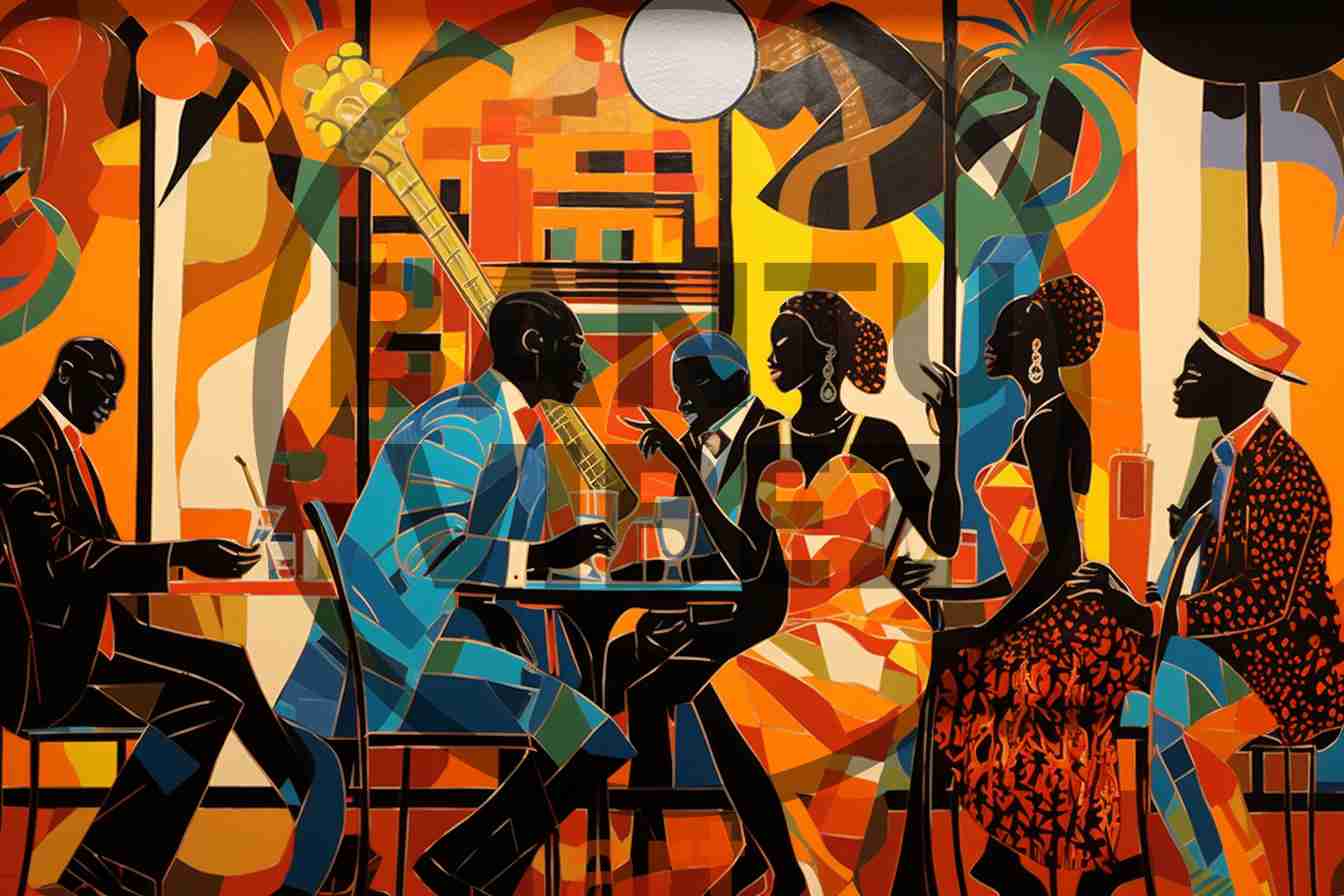 African Pop Art Congolese Of People Dance