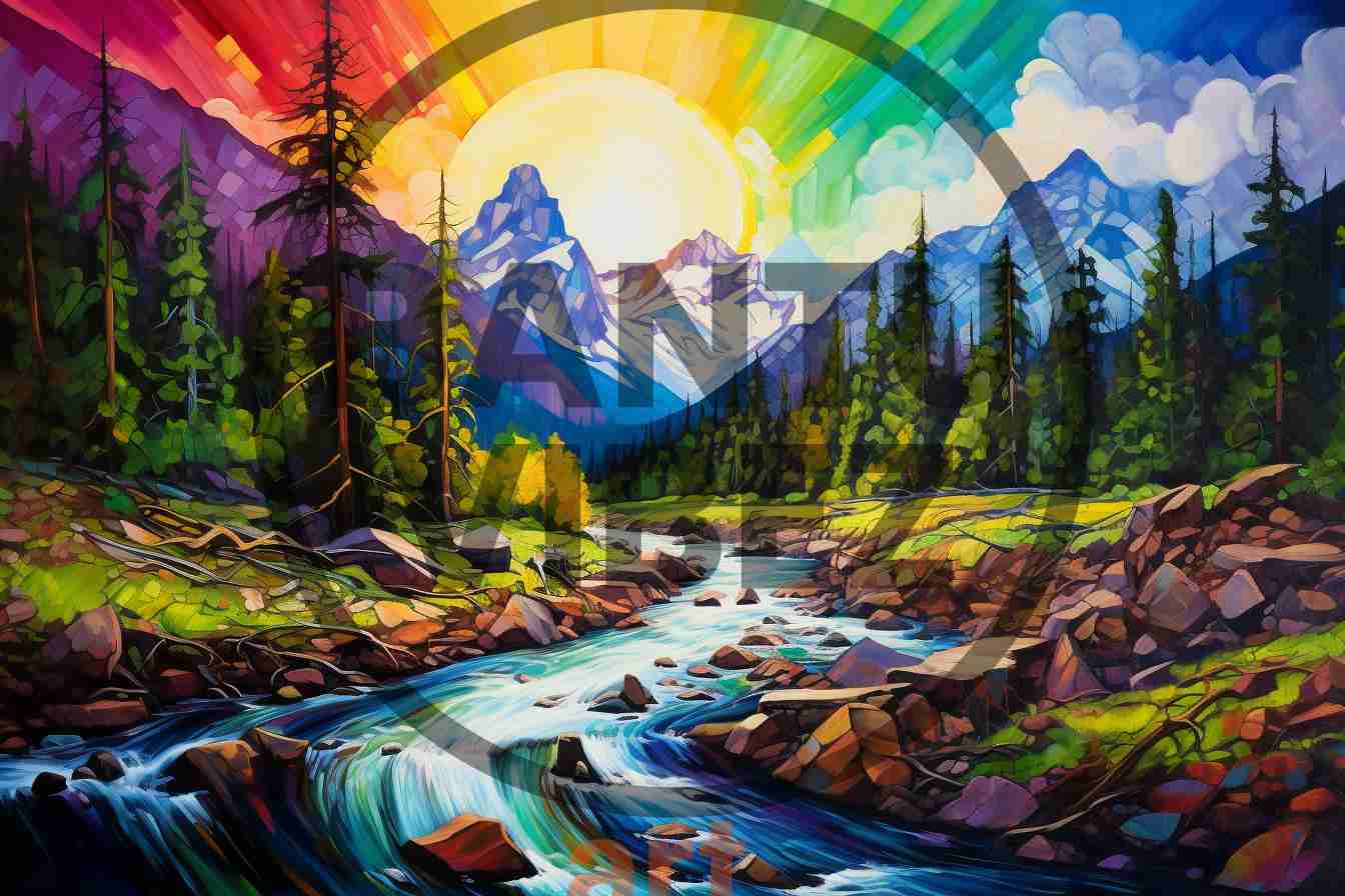 Beautiful Masterpiece A River Mountains Arts