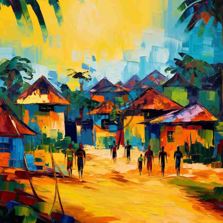 Landscape Abstract African Village Art Pop Art Fauvism