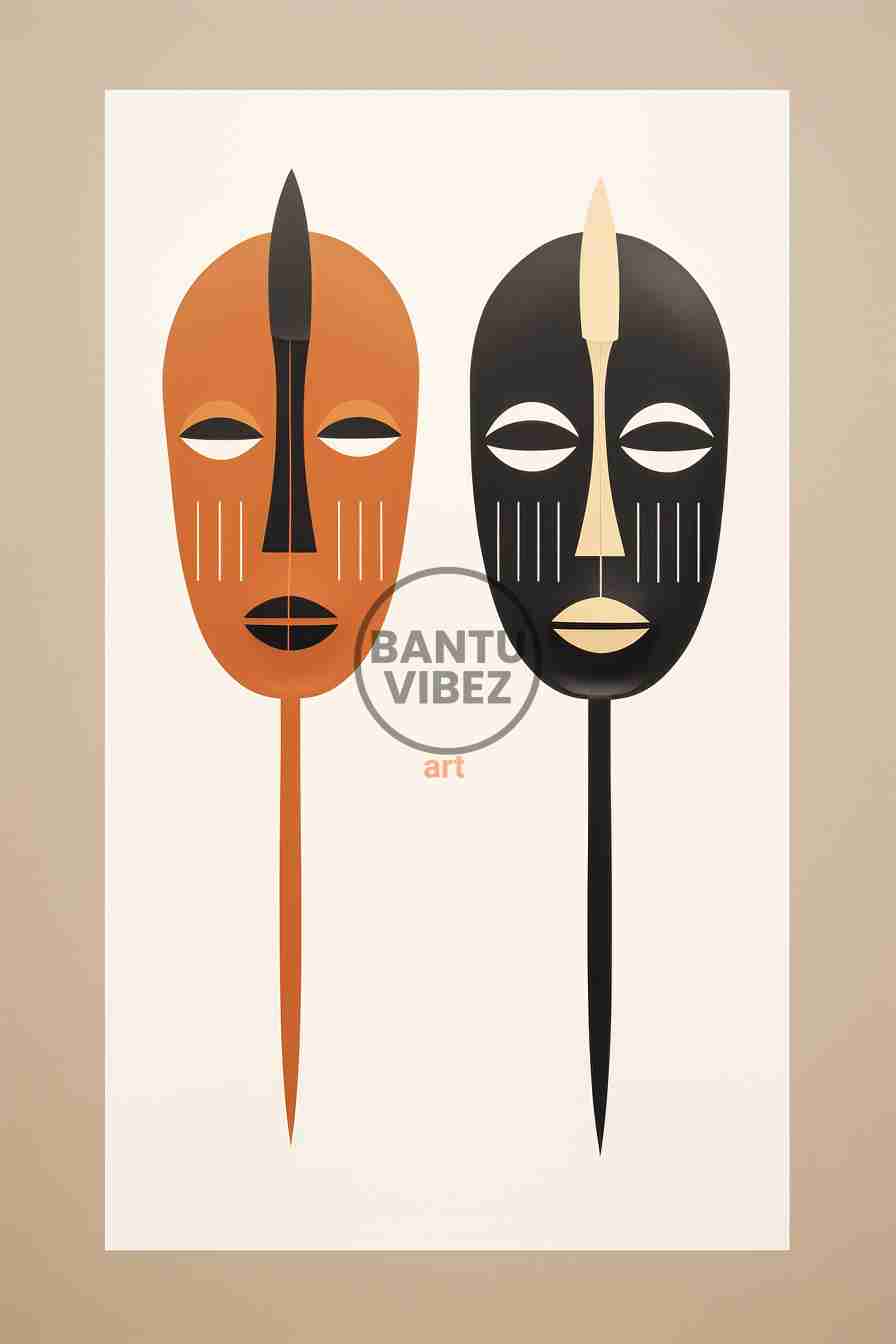 Minimalist Abstract Face Mask Painting Artwork