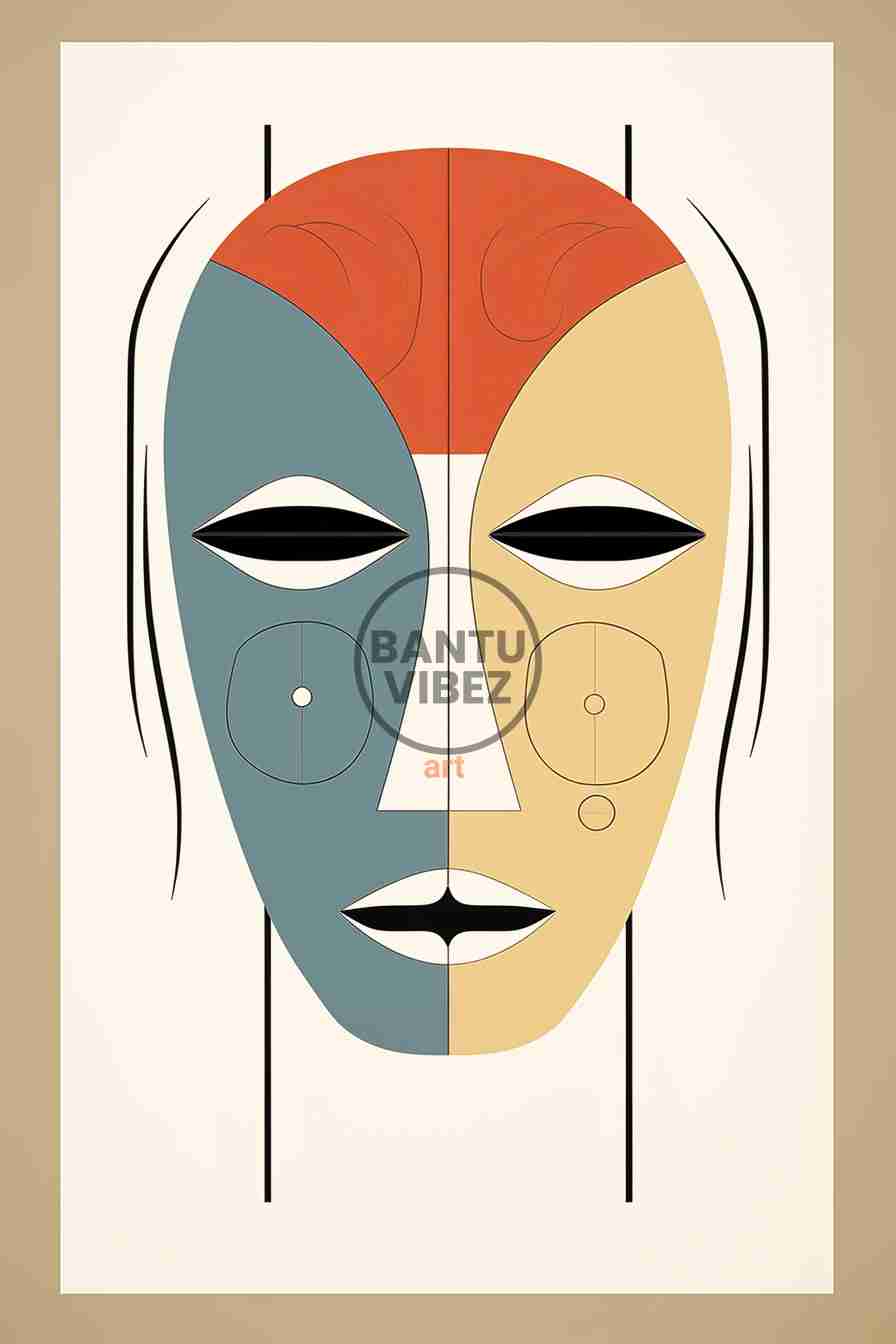 African Mask White Art