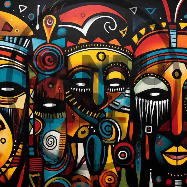 African Traditional Tribal Women Mask Abstract Art