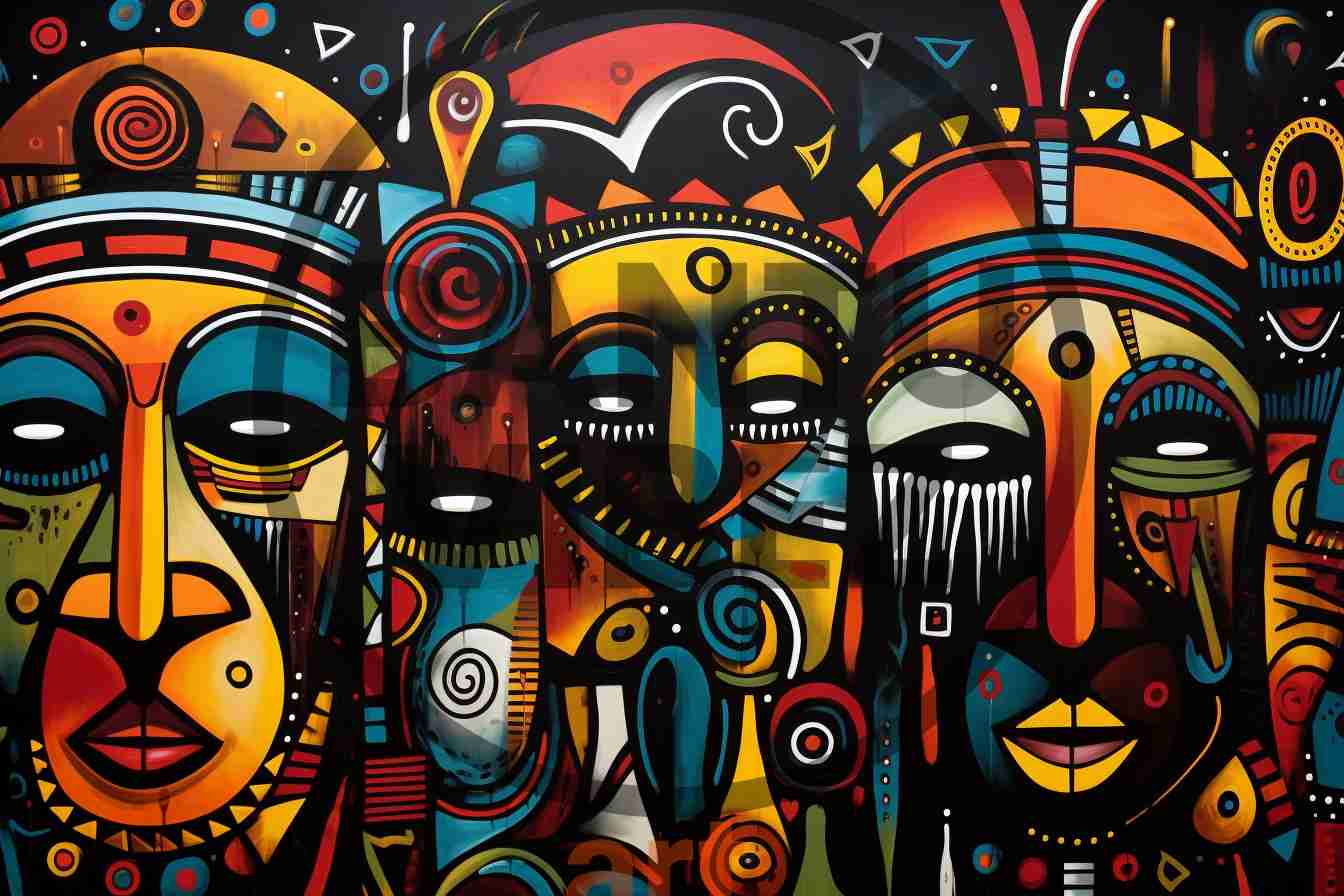 African Traditional Tribal Women Mask Abstract Art
