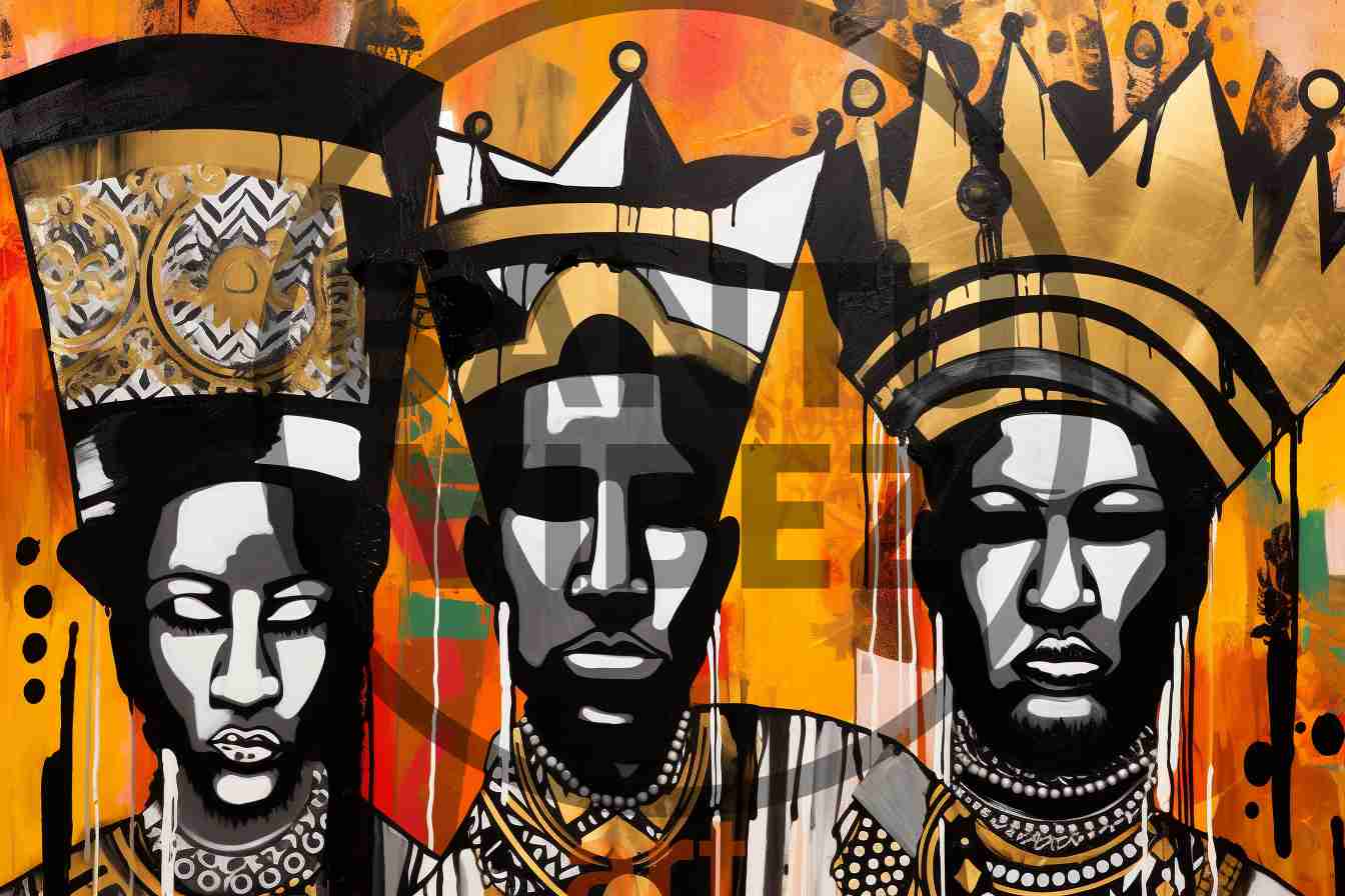 Abstract Pop Art African Kings Wearing Gold Chain