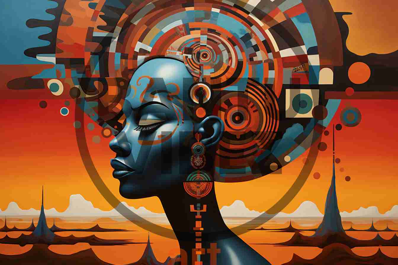 Abstract with Expressive Faces Figurative Surrealism art