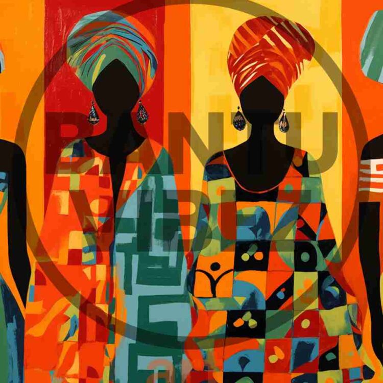 African Abstract Art Woman Traditional Clothing