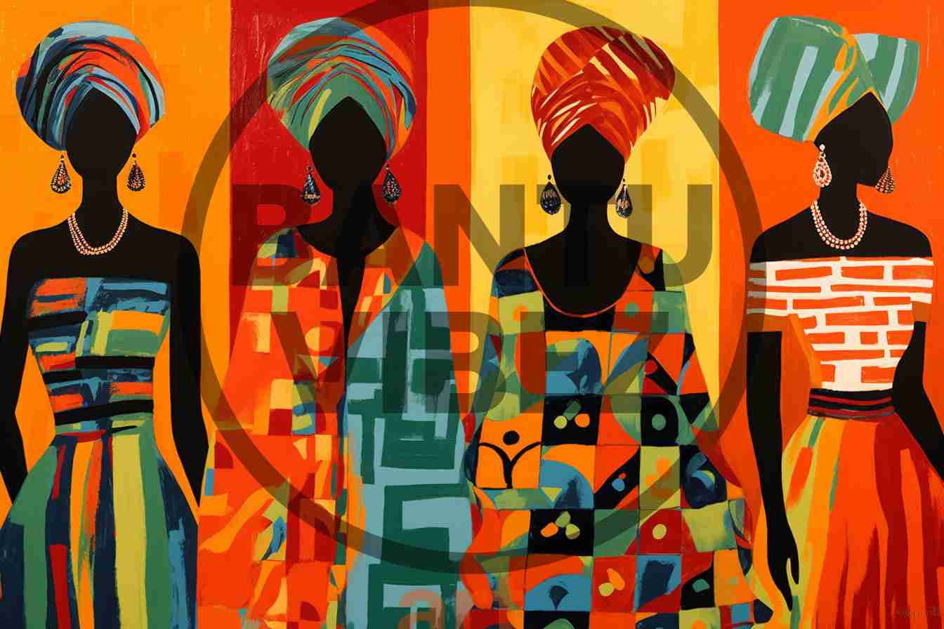 African Abstract Art Woman Traditional Clothing