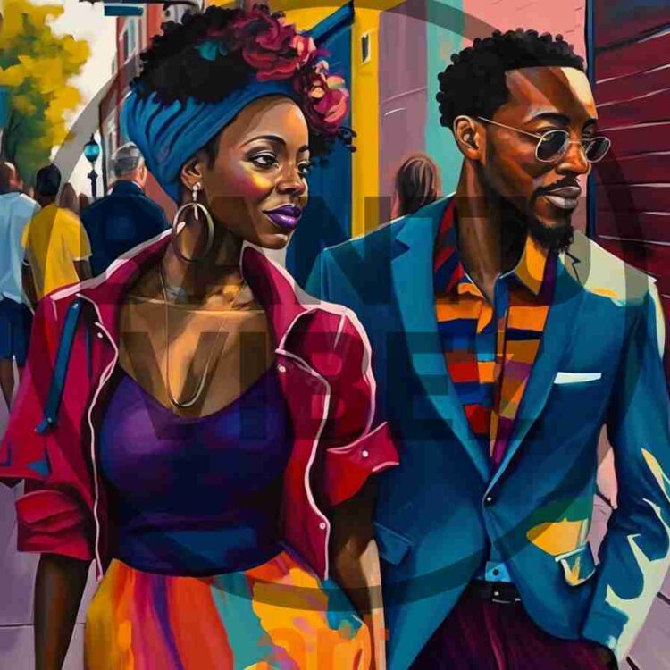 African Black Model Man And Woman Art