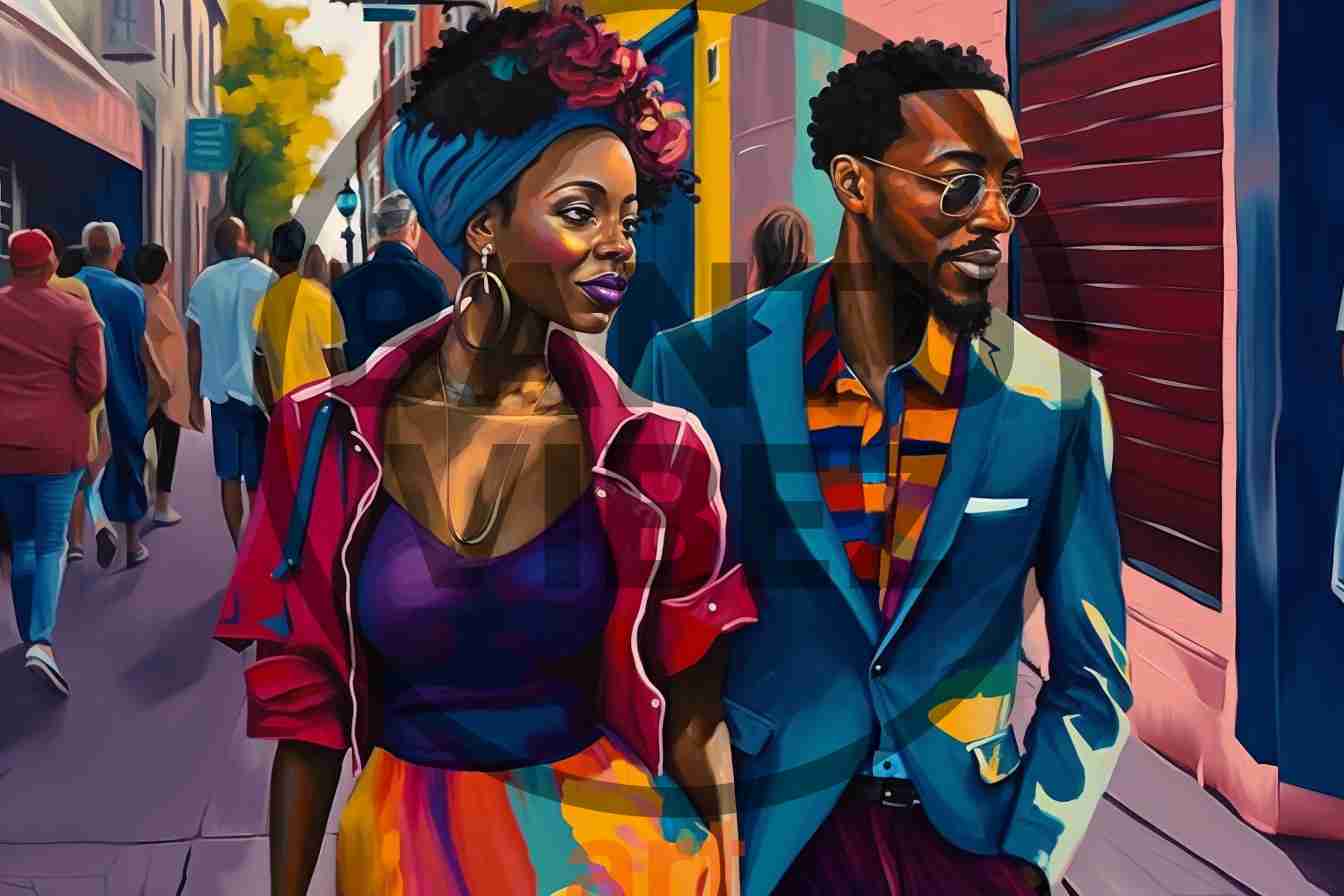 African Black Model Man And Woman Art