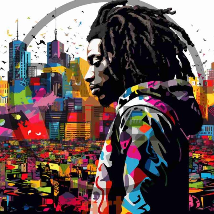 Big City Vibes Black Man With Locs Rastafari Pop Artwork