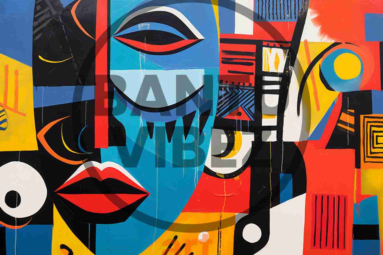 Colorful Abstract Pop Art Face And Mask Background