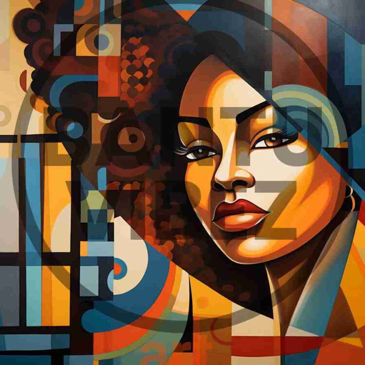 Digital Print of Black Woman Cubist Abstract Style Art