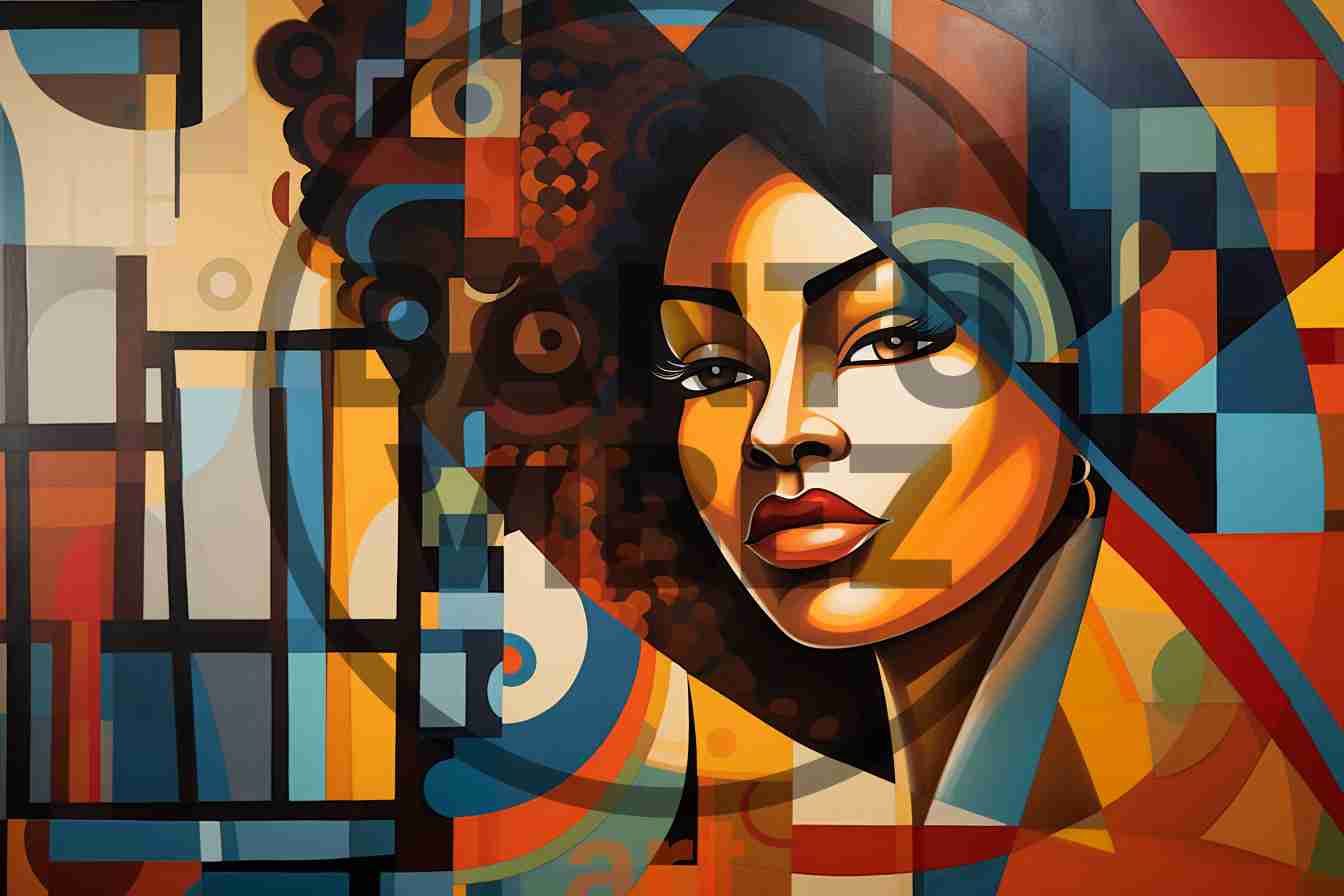 Digital Print of Black Woman Cubist Abstract Style Art