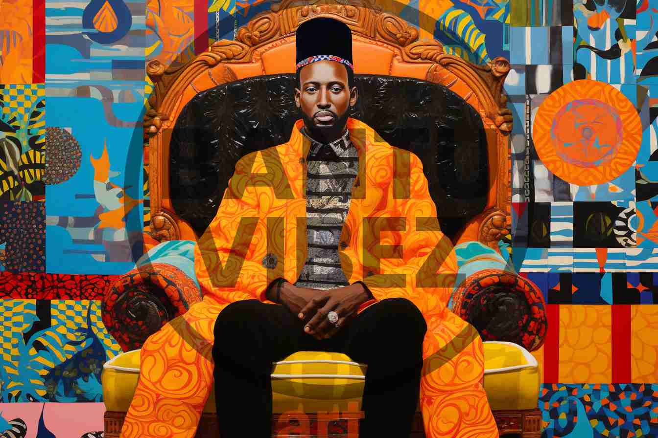 Handsome African King Hat Wearing Elaborate African Attire