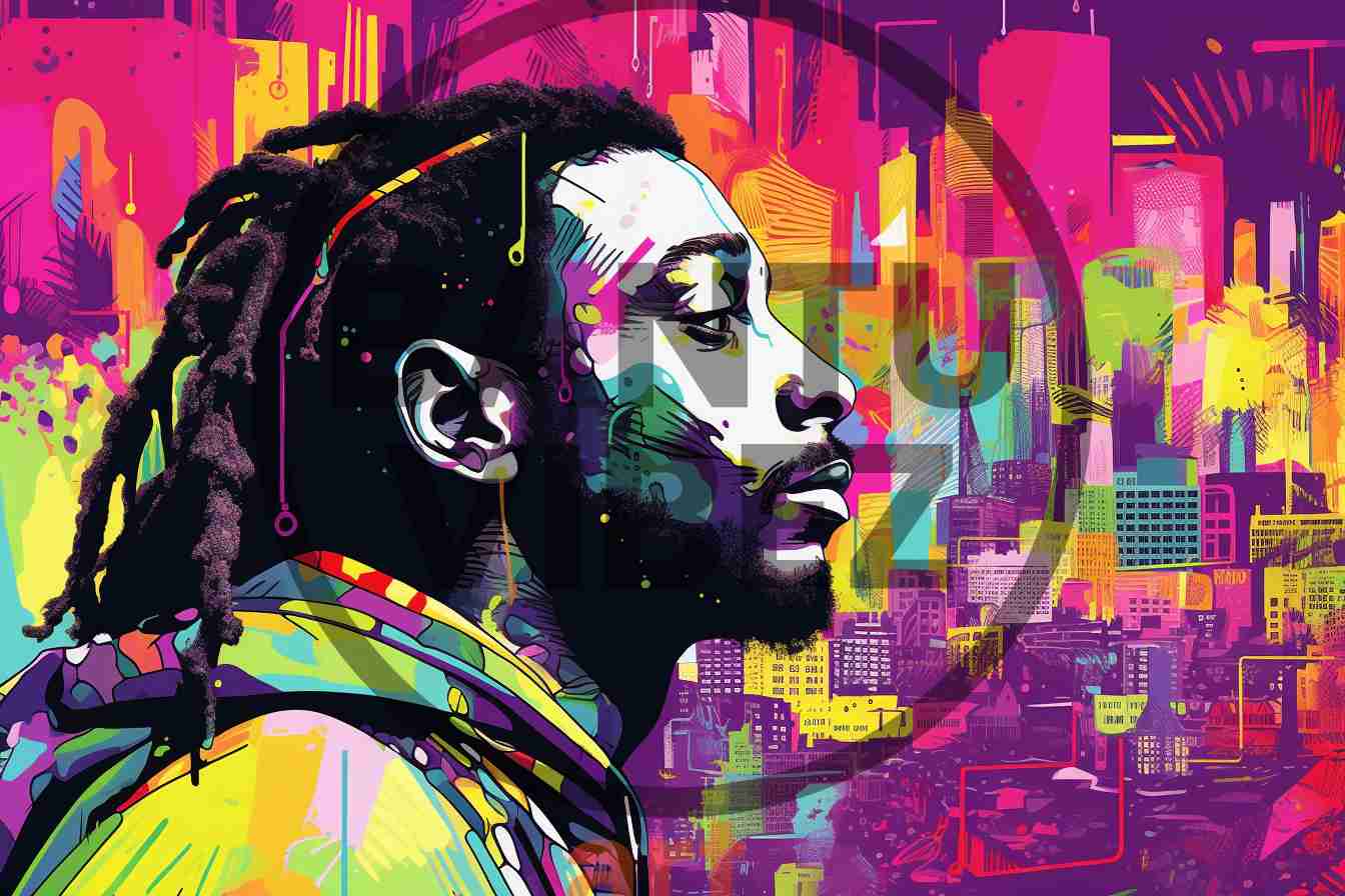 Pop Art Big City Vibes Black Man With Locs Rastafari