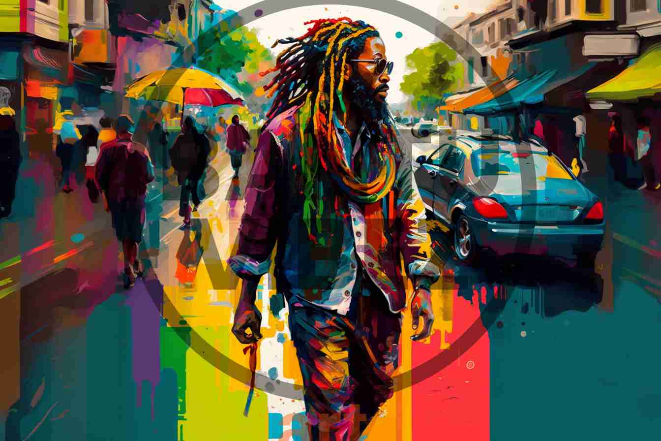 African Flag Colors Dread Hair Man Black King Art