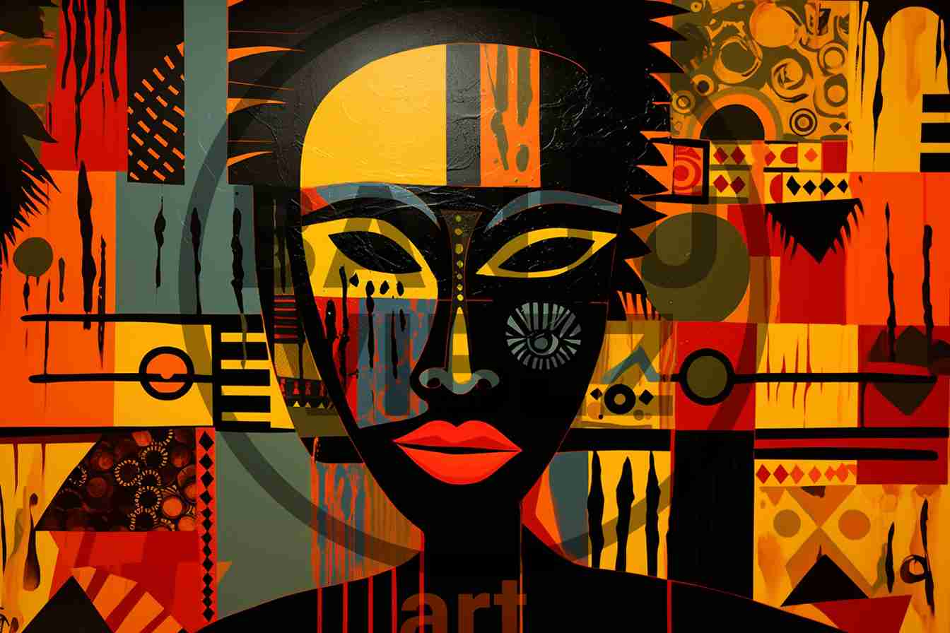 African Abstract Pop Art Tile
